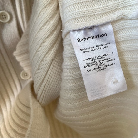 Reformation Fantino Cashmere Polo Collar Knit Button Cardigan Sweater Gossamer - Picture 8 of 10